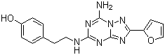 4-(2-(7-氨基-2-(呋喃-2-基)-[1,2,4]三唑并[1,5-a][1,3,5]三嗪-5-氨基)乙基)苯酚分子结构 (CAS 139180-30-6)
