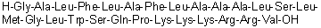 甘氨酰-L-丙氨酰-L-亮氨酰-L-苯丙氨酰-L-亮氨酰-L-丙氨酰-L-苯丙氨酰-L-亮氨酰-L-丙氨酰-L-丙氨酰-L-丙氨酰-L-亮氨酰-L-丝氨酰-L-亮氨酰-L-蛋氨酰甘氨酰-L-亮氨酰-L-色氨酰-L-丝氨酰-L-谷氨酰胺酰-L-脯氨酰-L-赖氨酰-L-赖氨酰-L-赖氨酰-L-精氨酰-L-精氨酰-L-缬氨酸分子结构 (CAS 1392498-36-0)