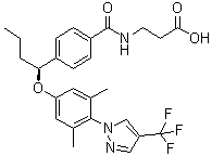 N-[4-[(1S)-1-[3,5-二甲基-4-[4-(三氟甲基)-1H-吡唑-1-基]苯氧基]丁基]苯甲酰基]-beta-丙氨酸分子结构 (CAS 1393124-08-7)