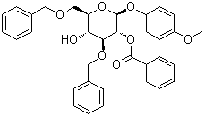 4-甲氧基苯基 3,6-二-O-(苯基甲基)-beta-D-吡喃葡萄糖苷 2-苯甲酸酯分子结构 (CAS 1393898-89-9)