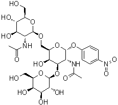 CAS # 139459-55-5, 4-Nitrophenyl O-2-(acetylamino)-2-deoxy-beta-D-glucopyranosyl-(1→6)-O-[beta-D-galactopyranosyl-(1→3)]-2-(acetylamino)-2-deoxy-alpha-D-galactopyranoside, GlcNAcbeta1,6(Galbeta1,3)GalNAcalphapNP
