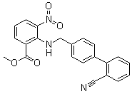 structure of CAS# 139481-28-0, 2-[[(2'-氰基联苯-4-基)甲基]氨基]-3-硝基苯甲酸甲酯