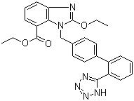 2-乙氧基-1-[[(2'-(1H-四唑-5-基)联苯-4-基)甲基]苯并咪唑]-7-甲酸乙酯分子结构 (CAS 139481-69-9)