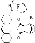 (3aR,4S,7R,7aS)-rel-2-[[(1R,2R)-2-[[4-(1,2-苯并异噻唑-3-基)-1-哌嗪基]甲基]环己基]甲基]六氢-4,7-甲桥-1H-异吲哚-1,3(2H)-二酮盐酸盐分子结构 (CAS 139563-18-1)