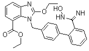 CAS # 1397836-41-7, 2-Ethoxy-1-[[2'-[(hydroxyamino)iminomethyl][1,1'-biphenyl]-4-yl]methyl]-1H-benzimidazole-7-carboxylic acid ethyl ester