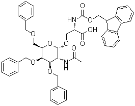 O-[2-(乙酰氨基)-2-脱氧-3,4,6-三-O-(苯基甲基)-alpha-D-吡喃半乳糖基]-N-[芴甲氧羰基]-L-丝氨酸分子结构 (CAS 1398123-85-7)
