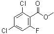 structure of CAS# 1398504-37-4, 2,4-Dichloro-6-fluorobenzoic acid methyl ester