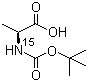 structure of CAS# 139952-87-7, N-(叔丁氧羰基)-L-丙氨酸(氮15)