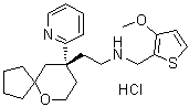 (9R)-N-[(3-甲氧基-2-噻吩基)甲基]-9-(2-吡啶基)-6-氧杂螺[4.5]癸烷-9-乙胺盐酸盐分子结构 (CAS 1401031-39-7)