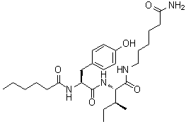 structure of CAS# 1401708-83-5, N-(1-氧代己基)-L-酪氨酰-N-(6-氨基-6-氧代己基)-L-异亮氨酰胺