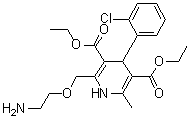 structure of CAS# 140171-65-9, 2-[(2-氨基乙氧基)甲基]-4-(2-氯苯基)-1,4-二氢-6-甲基-3,5-吡啶二甲酸二乙酯