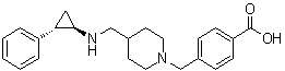 4-[[4-[[((1R,2S)-2-Phenylcyclopropyl)amino]methyl]piperidin-1-yl]methyl]benzoic acid molecular structure (CAS 1401966-69-5)