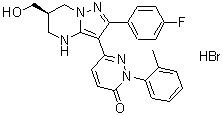 6-[(6R)-2-(4-氟苯基)-4,5,6,7-四氢-6-(羟基甲基)吡唑并[1,5-a]嘧啶-3-基]-2-(2-甲基苯基)-3(2H)-哒嗪酮氢溴酸盐分子结构 (CAS 1404189-10-1)