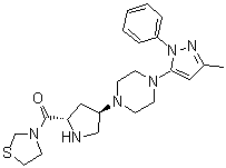 CAS # 1404559-15-4, [(2S,4R)-4-[4-(3-Methyl-1-phenyl-1H-pyrazol-5-yl)-1-piperazinyl]-2-pyrrolidinyl]-3-thiazolidinylmethanone