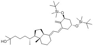 (R)-6-((1R,3aS,7aR,E)-4-((Z)-2-((3S,5R)-3,5-双(叔-丁基二甲基硅烷基氧基)-2-亚甲基环己基亚基)亚乙基)-7a-甲基八氢-1H-茚-1-基)-2-甲基庚烷-2-醇分子结构 (CAS 140710-96-9)