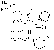 CAS 登录号：1412904-76-7, 3-[3-(4,7-二氮杂螺[2.5]辛烷-7-基)-1-异喹啉基]-4-(7-甲基-1H-吲哚-3-基)-1-[(膦酰氧基)甲基]-1H-吡咯-2,5-二酮