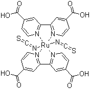 structure of CAS# 141460-19-7, cis-Dithiocyanatobis(N,N'-2,2'-bipyridyl-4,4'-dicarboxylic acid)ruthenium