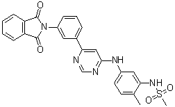N-[5-[[6-[3-(1,3-二氧代异吲哚-2-基)苯基]嘧啶-4-基]氨基]-2-甲基苯基]甲烷磺酰胺分子结构 (CAS 1415559-43-1)