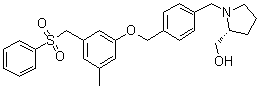 structure of CAS# 1415562-82-1, (2R)-1-[[4-[[3-Methyl-5-[(phenylsulfonyl)methyl]phenoxy]methyl]phenyl]methyl]-2-pyrrolidinemethanol
