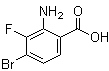 structure of CAS# 1416013-62-1, 2-Amino-4-bromo-3-fluorobenzoic acid