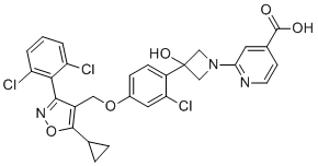 CAS 登录号：1418274-28-8, 2-[3-[2-氯-4-[[5-环丙基-3-(2,6-二氯苯基)-4-异恶唑基]甲氧基]苯基]-3-羟基-1-氮杂环丁基]-4-吡啶羧酸