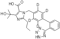 4-(1-羟基-1-甲基乙基)-2-丙基-1-[[2'-(2H-四唑-5-基)[1,1'-联苯]-4-基-2,3,5,6-d<sub>4</sub>]甲基]-1H-咪唑-5-羧酸分子结构 (CAS 1420880-41-6)