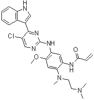 structure of CAS# 1421373-62-7, N-[5-[[5-Chloro-4-(1H-indol-3-yl)-2-pyrimidinyl]amino]-2-[[2-(dimethylamino)ethyl]methylamino]-4-methoxyphenyl]-2-propenamide