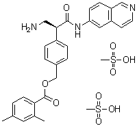2,4-二甲基苯甲酸 [4-[(1S)-1-(氨基甲基)-2-(6-异喹啉基氨基)-2-氧代乙基]苯基]甲酯二甲磺酸盐分子结构 (CAS 1422144-42-0)