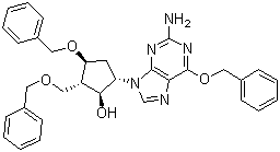 structure of CAS# 142217-77-4, (1S,2S,3S,5S)-5-(2-氨基-6-苄氧基-9H-嘌呤-9-基)-3-苄氧基-2-苄氧基甲基环戊醇