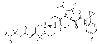 (3beta)-3-(3-羧基-3-甲基-1-氧代丁氧基)-N-[1-(4-氯苯基)环丙基]-alpha,21-二氧代-28-去甲羽扇-18-烯-17-乙酰胺分子结构 (CAS 1422355-59-6)