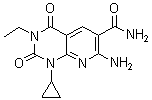 7-氨基-1-环丙基-3-乙基-1,2,3,4-四氢-2,4-二氧代-吡啶并[2,3-d]嘧啶-6-甲酰胺分子结构 (CAS 142557-61-7)