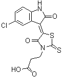 (5Z)-5-(5-氯-1,2-二氢-2-氧代-3H-吲哚-3-亚基)-4-氧代-2-硫代-3-噻唑烷丙酸分子结构 (CAS 1426138-42-2)