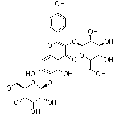CAS # 142674-16-6, 6-Hydroxykaempferol 3,6-diglucoside, 3,6-Bis(beta-D-glucopyranosyloxy)-5,7-dihydroxy-2-(4-hydroxyphenyl)-4H-1-benzopyran-4-one