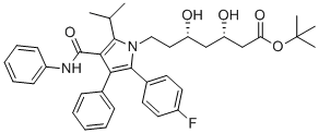 叔-丁基(3S,5S)-7-[2-(4-氟苯基)-3-苯基-4-(苯基氨基甲酰)-5-丙烷-2-基吡咯-1-基]-3,5-二羟基庚酸酯分子结构 (CAS 1428118-12-0)