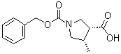 structure of CAS# 1428243-36-0, (3R,4S)-1-((苄氧基)羰基)-4-甲基吡咯烷-3-羧酸