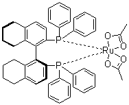 [(S)-(-)-2,2'-双(二苯基膦)-5,5',6,6',7,7',8,8'-八氢-1,1'-联萘]钌二乙酸盐分子结构 (CAS 142962-95-6)