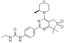 N-[4-[5,7-二氢-7,7-二甲基-4-[(3S)-3-甲基-4-吗啉基]-6,6-二氧代噻吩并[3,4-d]嘧啶-2-基]苯基]-N'-乙基脲分子结构 (CAS 1429639-50-8)