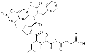 CAS # 142997-31-7, N-(3-Carboxy-1-oxopropyl)-L-alanyl-L-leucyl-L-prolyl-N-(4-methyl-2-oxo-2H-1-benzopyran-7-yl)-L-phenylalaninamide