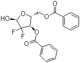 2-脱氧-2,2-二氟-3,5-二苯甲酰基-D-呋喃核糖分子结构 (CAS 143157-22-6)