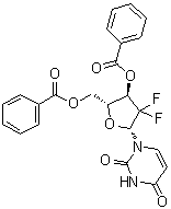 2'-脱氧-2',2'-二氟尿苷 3',5'-二苯甲酸酯分子结构 (CAS 143157-27-1)