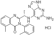 2-[(1S)-1-[(2-氨基-9H-嘌呤-6-基)氨基]乙基]-5-甲基-3-(2-甲基苯基)-4(3H)-喹唑啉酮盐酸盐分子结构 (CAS 1431697-78-7)
