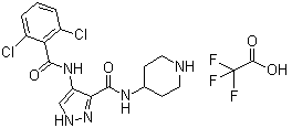 structure of CAS# 1431697-85-6, 4-[(2,6-二氯苯甲酰基)氨基]-N-4-哌啶基-1H-吡唑-3-甲酰胺三氟乙酸盐