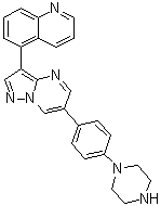 structure of CAS# 1432597-26-6, 5-[6-[4-(1-Piperazinyl)phenyl]pyrazolo[1,5-a]pyrimidin-3-yl]quinoline