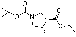 (3S,4S)-4-甲基-1,3-吡咯烷二甲酸 1-叔丁基 3-乙基酯分子结构 (CAS 1434126-87-0)