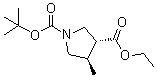(3R,4R)-4-甲基-1,3-吡咯烷二甲酸 1-叔丁基 3-乙基酯分子结构 (CAS 1434126-89-2)