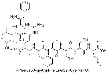 L-苯丙氨酰-L-亮氨酰-L-alpha-天冬氨酰-L-精氨酰-L-苯丙氨酰-L-亮氨酰-L-丝氨酰-L-半胱氨酰-L-蛋氨酸分子结构 (CAS 1435466-58-2)