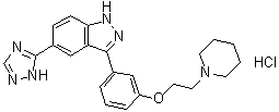 3-[3-[2-(1-哌啶基)乙氧基]苯基]-5-(1H-1,2,4-三唑-5-基)-1H-吲唑盐酸盐分子结构 (CAS 1438391-30-0)