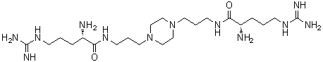 CAS 登录号：1438492-26-2, (2S,2'S)-N,N'-(1,4-哌嗪二基二-3,1-丙烷二基)二[2-氨基-5-[(氨基亚胺甲基)氨基]戊酰胺]