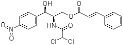 CAS # 14399-14-5, 3-Phenyl-2-propenoic acid (2R,3R)-2-[(dichloroacetyl)amino]-3-hydroxy-3-(4-nitrophenyl)propyl ester, [R-(R*,R*)]-3-Phenyl-2-propenoic acid 2-[(dichloroacetyl)amino]-3-hydroxy-3-(4-nitrophenyl)propyl ester, Cinnamic acid ester with chloramphenicol