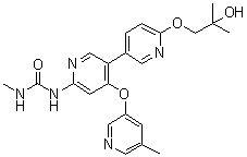 N-[6'-(2-羟基-2-甲基丙氧基)-4-[(5-甲基-3-吡啶基)氧基][3,3'-联吡啶]-6-基]-N'-甲基脲分子结构 (CAS 1442684-77-6)